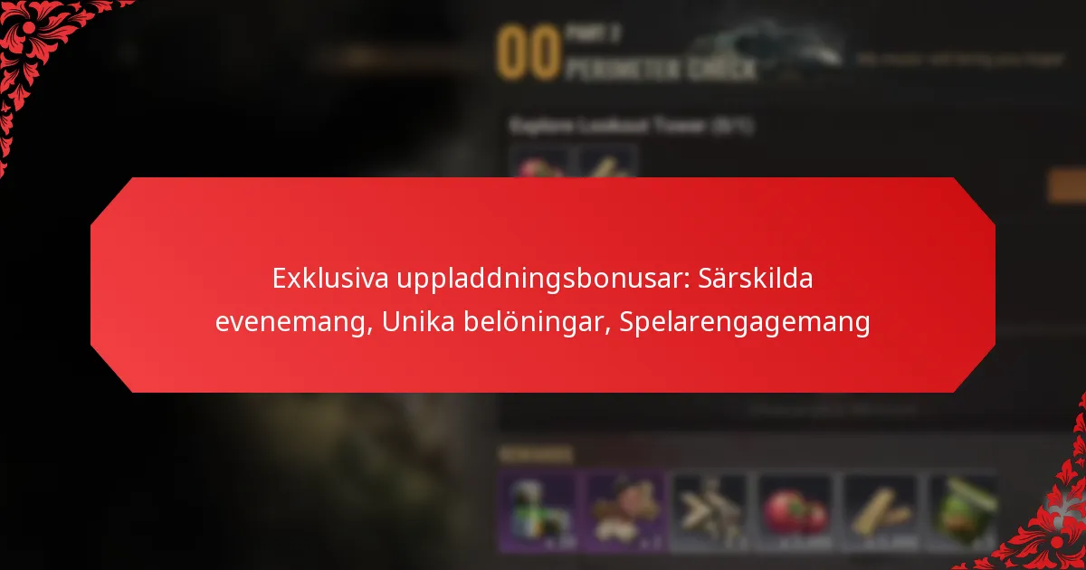 Exklusiva uppladdningsbonusar: Särskilda evenemang, Unika belöningar, Spelarengagemang
