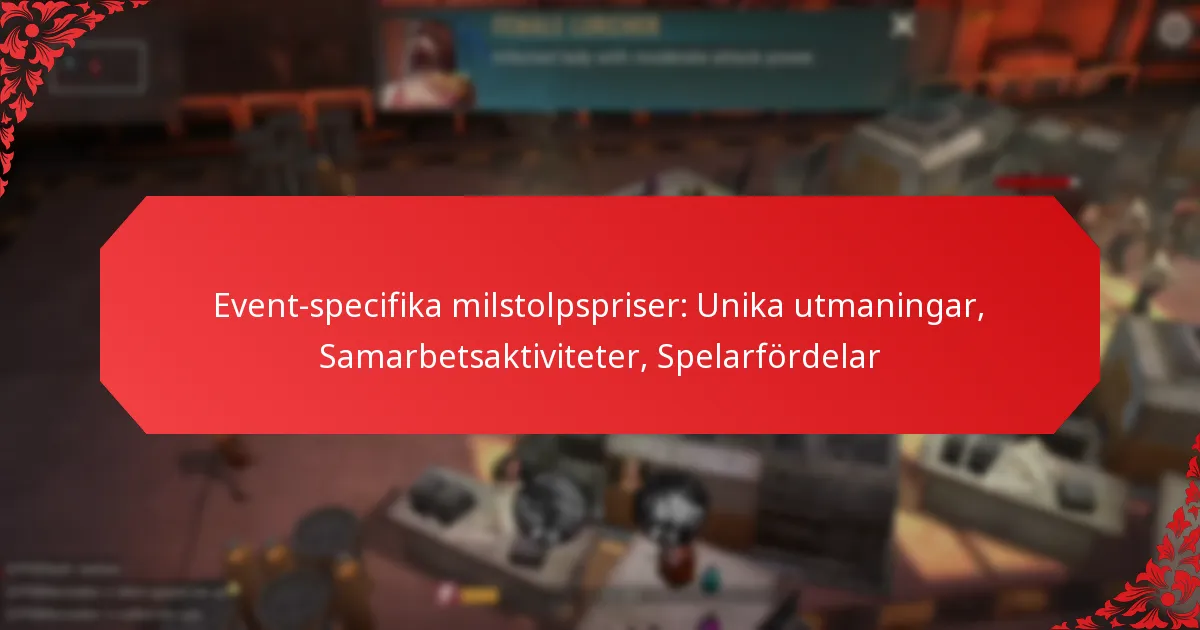 Event-specifika milstolpspriser: Unika utmaningar, Samarbetsaktiviteter, Spelarfördelar