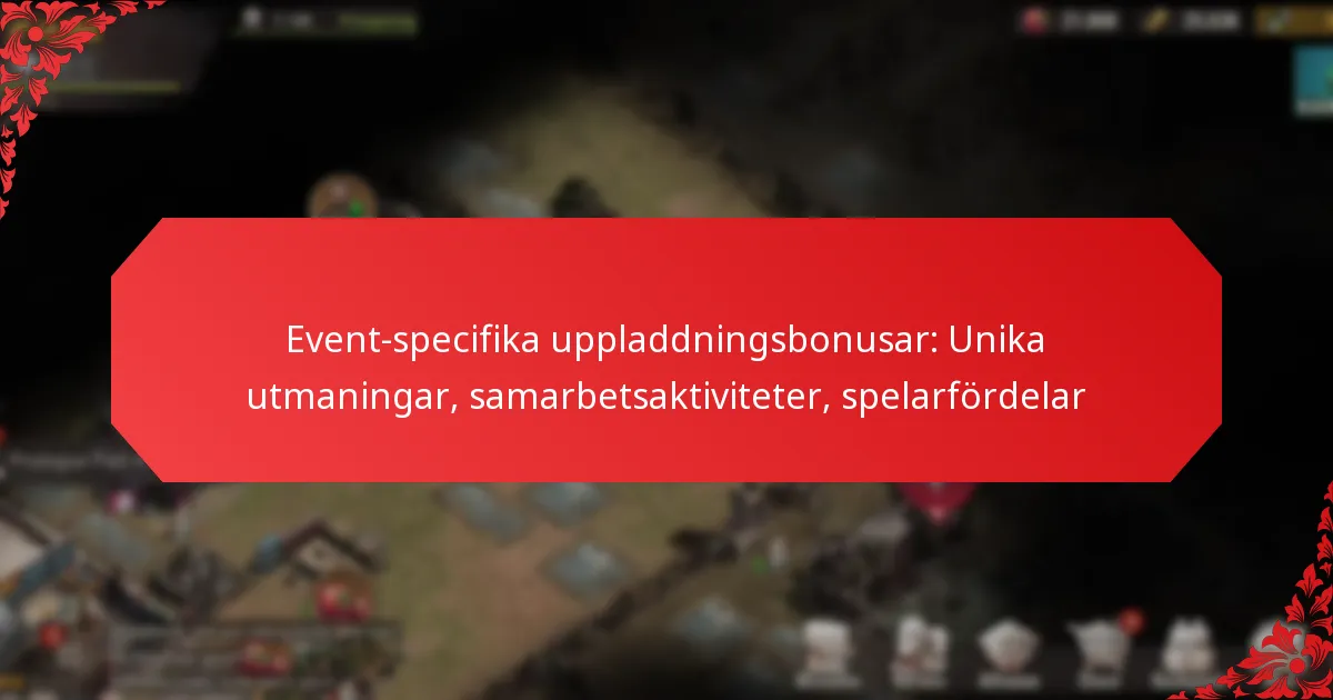 Event-specifika uppladdningsbonusar: Unika utmaningar, samarbetsaktiviteter, spelarfördelar