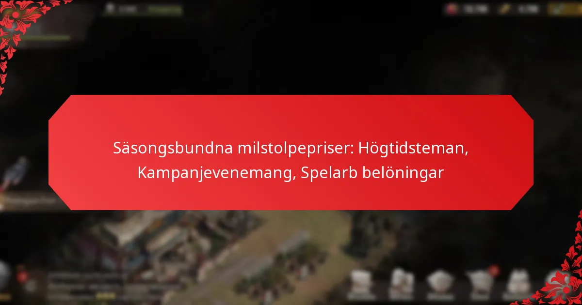 Säsongsbundna milstolpepriser: Högtidsteman, Kampanjevenemang, Spelarb belöningar