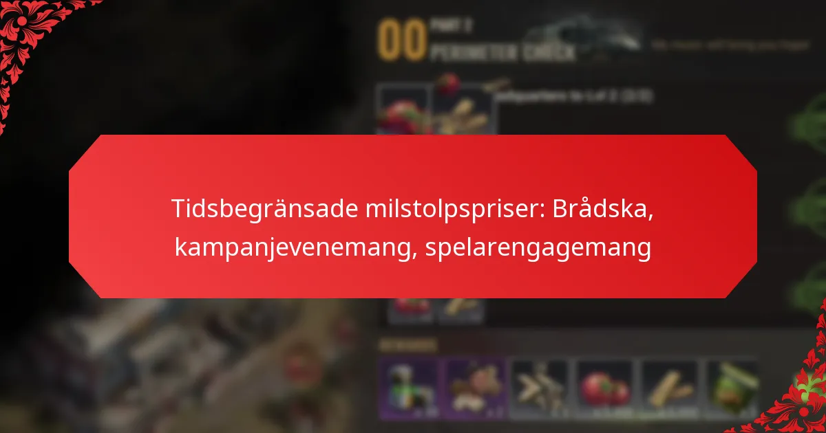 Tidsbegränsade milstolpspriser: Brådska, kampanjevenemang, spelarengagemang